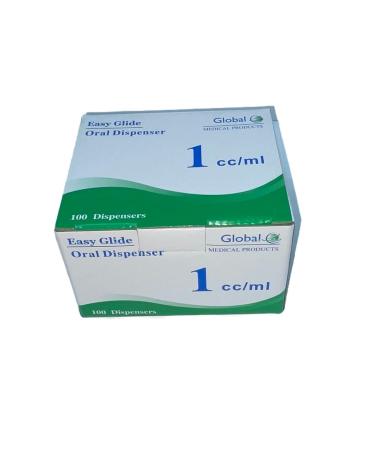 Easy Glide 1ml 1cc Oral Syringe Sterile Caps Included Great for Oral Medicine and Home Care 100 Count