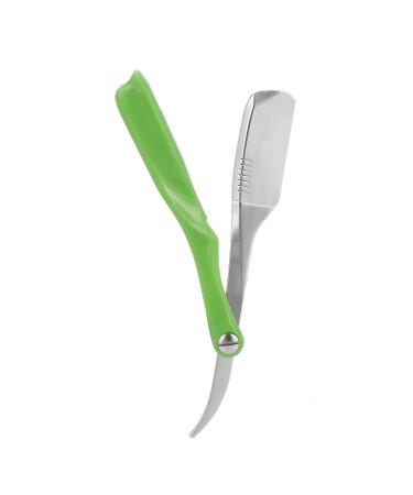 SYH & AQYE stainless steel barra shaver holder professional straight rand-hairdresser Salon quality cut throat manual shavette hairdresser without a blade (green)