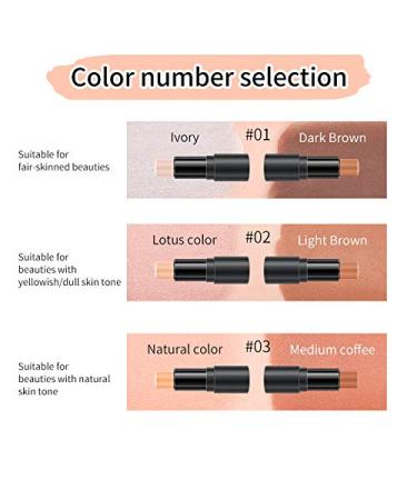 Meifen 2 in 1 Foundation Stick Contour Highlighter Stick - Lotus Color & Light Brown | Double-End Makeup Concealer Contouring Sticks Cream - Buy Online on GoSupps.com