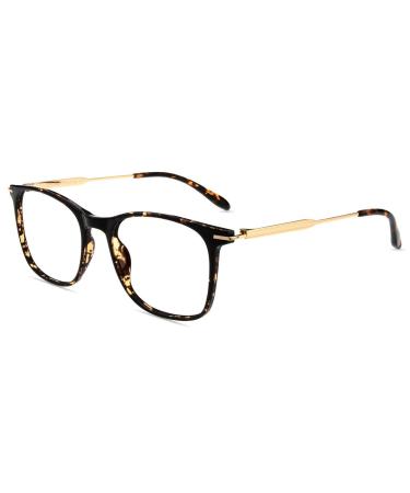 Firmoo Blue Light Blocking Glasses,Anti Eye Strain Anti Headache UV Cut,Square Computer Glasses Women and Men Tortoise 1.5 x