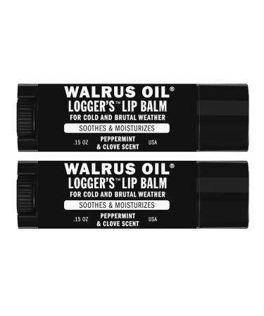 WALRUS OIL - Logger's Lip Balm 2-Pack 100% Vegan Made with Candelilla Wax Almond Oil Coconut Oil Jojoba Oil and Natural Ingredients.