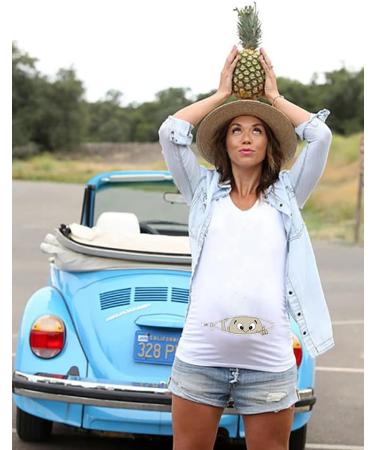 Maternity Short Sleeve Funny Pregnancy Tee - Blue Twin XXL | Cute Baby Pregnant Women T-Shirt - Buy Online on GoSupps.com
