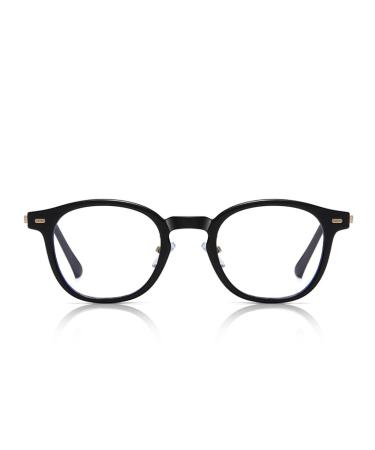 SERONI Metal Temples Round Tr90 Frame Blue Light Blocking Glasses for Women Men Anti UV Ray Computer Reading Glasses Black 47 Millimeters