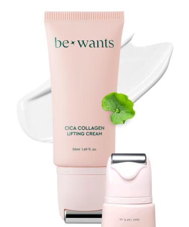 bewants Gua Sha Neck Cream Roller Korean Neck Cream with Massage Roller Rapid Lift Neck Serum Roll On Moisturizer for Tightening Skin with Centella Asiatica (1 Pack) 01 Lifting Cream 1 Pack