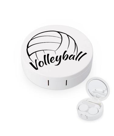 Love Is Volleyball Round Case For Contact Lens Kit Storage Box with Mirror Printed