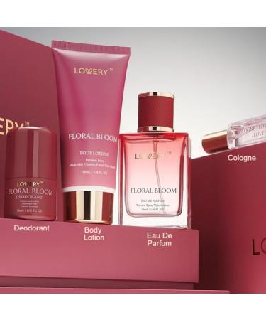 Womens Valentines Gifts Floral Bloom Perfume Set 4 in 1 Womens Perfume & Deodorant Eau de Parfum Fragrance Sets - Perfumes for Women Gift Set with Antiperspirant Stick Body Lotion & Mini Perfume - Buy Online on GoSupps.com