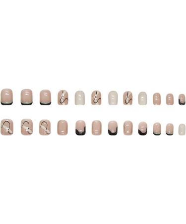 24pcs French Tip Short Stick on Nails | Square Press on Nails | Removable Glue-on Fake Nails for Women and Girls | Nail Art Accessories - Buy Online on GoSupps.com