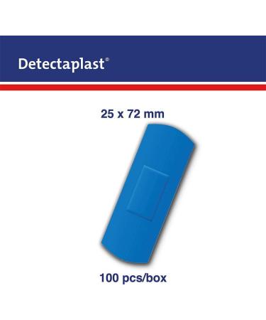 Detectaplast Blue Metal Detectable Waterproof Plasters - 100 Strips, 25x72mm - Essential for Catering First Aid in Food Handling Environments - Buy Online on GoSupps.com