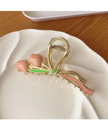 Non-Slip Metal Flower Hair Claw Clips - Strong Hold Butterfly & Mermaid Design for Women & Girls | 2pcs Tulips - Buy Online on GoSupps.com