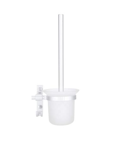 Space Aluminum Matte Ceramic Toilet Bowl Brush and Holder Set Modern Metal Compact Storage Organizer Cleaner Scrubber Brush Cup Toilet Cleaning Brush Set