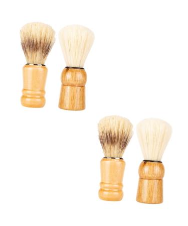 Minkissy 4 pieces of beard brush hairdresser neck brush shave shaving brushes and bowl razor accessories hairdresser shaving fry brush hairdresser dust brush travel sink hairbrush solid wood man nylon wool