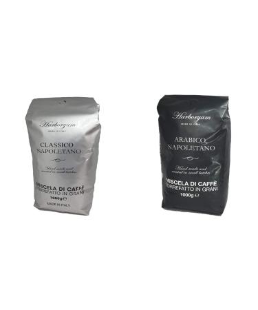 Coffee Beans - Classic Blend traditionally Made in Italy (1kg 1xbag) & Coffee Beans - 100% Arabica Blend traditionally Made in Italy (1kg 1xbag) + Coffee Beans Arabica