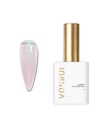 Vonrui 1 Bottle Chrome Gel Nail Polish Pearl Iridescent Gel Nail Polish Soak Off Mermaid Aurora LED UV Nail Gel Polish