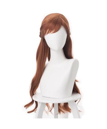 Wig for Princess Anna Cosplay Wig Olaf'S Adventure Cosplay Anna Wig Mix Brown Braid 70Cm Long Synthetic Hair Wigs + Wig Cap