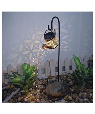 Outdoor Solar Watering Can Lamp Garden Art Light Hollow Iron String Lights Ground Plug Lawn Lamps Garden Yard Landscape Lighting (Color : A) (A)