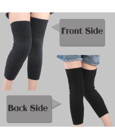 Buy 1 Pair Black Unisex Elastic Warm Knee Sleeves | Thermal Knee Brace Support for Ultimate Comfort - Buy Online on GoSupps.com