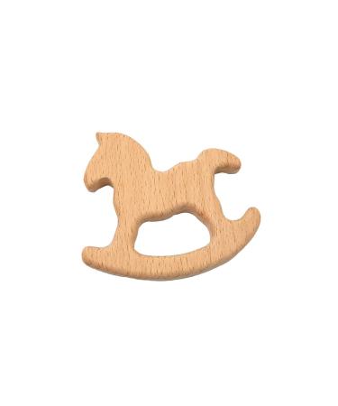 Alenybeby 2pcs Wooden Trojan Horse Teething Necklace | Natural Beech Animal Shape Nursing Pendant | Handmade DIY Accessory for Babies - Buy Online on GoSupps.com