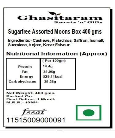 Ghasitaram Gifts Rakhi Gifts for Brothers Sugarfree Assorted Moons Box 400 GMS with Beads Rakhi - Buy Online on GoSupps.com