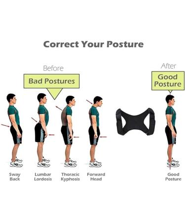 Posture Corrector for Back & Shoulder Support - Adjustable Spine Brace for Pain Relief | One Size Black - Buy Online on GoSupps.com