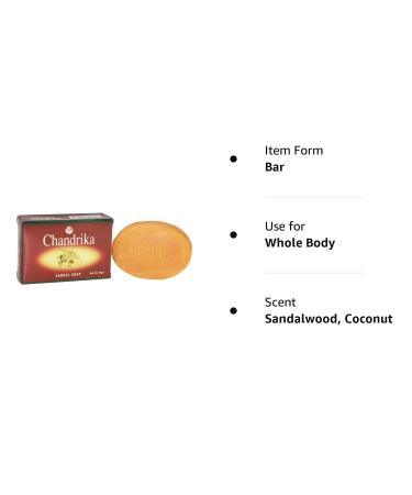 Chandrika Sandal Soap Bar - Coconut Oil and Sandalwood - Men & Women - Cleansing & Moisturizing - Face, Bath, Body Wash - Vegan Soap - 2.64 Oz (6 Pack) - Buy Online on GoSupps.com