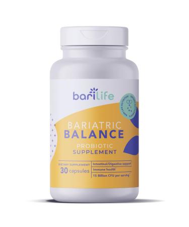 Bari Life Probiotic Supplement, Post-Op Bariatric Probiotics for Digestive Health, 30 Easy to Swallow Capsules, 15 Billion CFU 1 Count (Pack of 1)