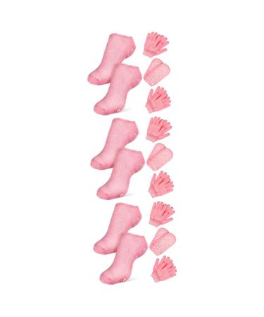 minkissy 6 Sets Spa Moisturizing Socks Moisturizing Gel Gloves Spa Gloves Dry Skin Socks Bath Mitt Foot Gloves Hand Moisturizing Gloves Callus Remover Socks Moisturize Nursing Socks Cotton