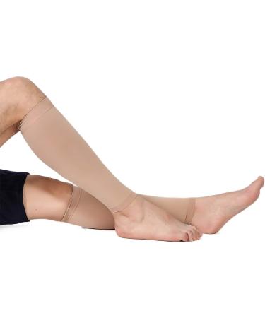 TOFLY Footless Calf Compression Sleeve 20-30mmHg - Pain Relief & Leg Support - Beige, S-5XL - Buy Online on GoSupps.com