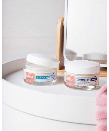 Mixa Hyalurogel Moisturizing Cream Facial Mask - Night Treatment with Hyaluronic Acid for Sensitive Dehydrated Skin | 24-Hour Hydration | 50 ml - Buy Online on GoSupps.com