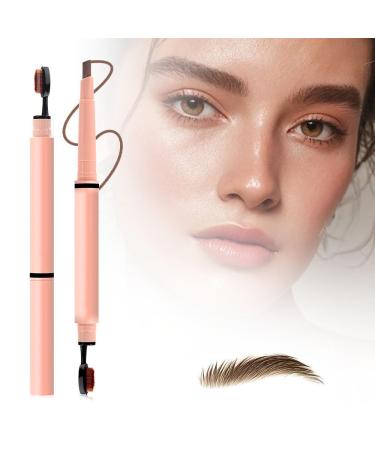 2 in 1 Double Ended Eyebrow Pencil 2024 New Waterproof Micro Brow Pencil Fine Stroke Microblade Eyebrow Pencil Multifunction Magic Eyebrow Pencil Long-Lasting Natural Makeup Tools (Dark Brown)