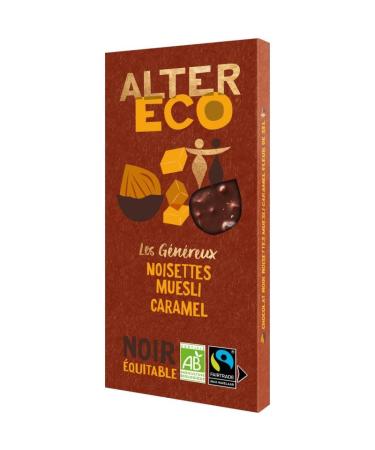 Chocolat Noir Noisette Muesli Caramel Bio 150G - Alter Eco un go t intense et responsable pour vos encas sains. - Lot De 3 - Vendu Par Lot
