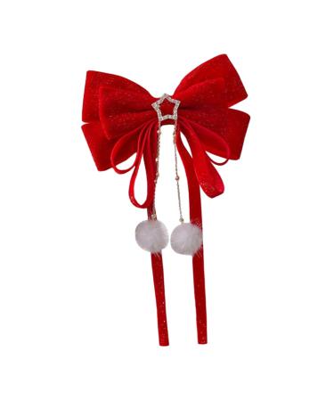 MAGICLULU 1pc Hair Accessories Girl Hair Clips Satin Hairpin Barrettes for Hair Christmas Bow Hairpin Satin Hair Clips Bowknot Hair Clips Tiara Bow Tie Ribbon Red Flocking Child
