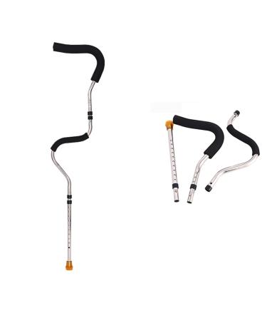 Adults Detachable Underarm Crutches S-Shaped Walking Crutches Canes Auxiliary Support Walker Suitable for Height: 5-6.2ft (Color : Silver Size : 1 Count) Anniversary Lucky Star Silver 2 counts