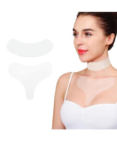 Neck Wrinkle Patches and Chest Anti Wrinkle Hydrogel Pad Reusable Anti Aging Tape Hypoallergenic Silicone Gel Neck and Chest Tape for Side Sleeping Smooth Fine Lines(neck+chest-2 Pcs) facetape-neck+chest-2pcs