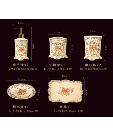 Countertop Bathroom Five-Piece Set Ceramic Wash Kit Bathroom Supplies Toothbrush Cup Mouthwash Cup Set - Buy Online on GoSupps.com