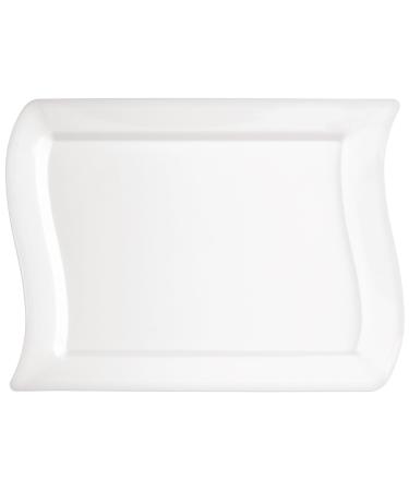 White Wavy Rectangle Premium Plate| Large| Pack of 10 | Party Supply
