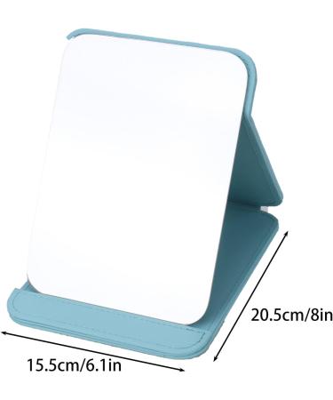 Portable PU Leather Makeup Mirror with Adjustable Stand - Perfect for Camping, Home Vanity, and Office Desk - Small Blue - Buy Online on GoSupps.com