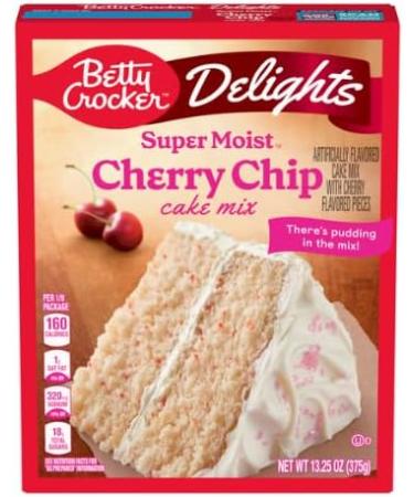 Betty Crocker Delights Super Moist Cake Mix Cherry Chip 13.25oz | Delicious and Spongy | Quick and Easy | 2 x 375g - Buy Online on GoSupps.com