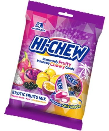 Morinaga Hi-Chew Fruit Flavour Soft Candy Sweets Snacks - Exotic Fruits + Grape Green Apple & Strawberry 100g (Pack of 2) - Buy Online on GoSupps.com