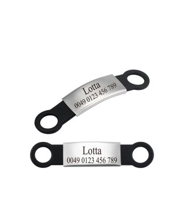 2 pieces of silicone dog brand with engraving pet ID brand to postpone personalized animal brands for dogs and cats black s (2 Pack)