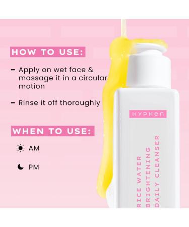Hyphen 10% Rice Water Brightening Face Wash | Daily Face Cleanser for Women and Men | Removes Dirt & Impurities | Suitable for All Skin Types - 100 ml - Buy Online on GoSupps.com
