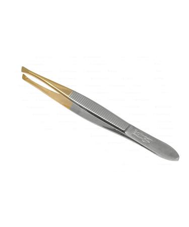 Solingen tweezers for hair removal - plucking tweezers - eyebrow tweezers - gold tip 8 cm long - grooved - slanted design