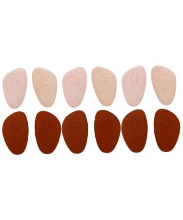NOLITOY 6 Pairs Half Size Pad Anti- Insole Shoe Adhesive Pads Front Insoles Flat of Foot Inserts Forefoot Insoles Heeled Boots Anti- Slip Insole Sports Invisible Women's Foot Pads Leather
