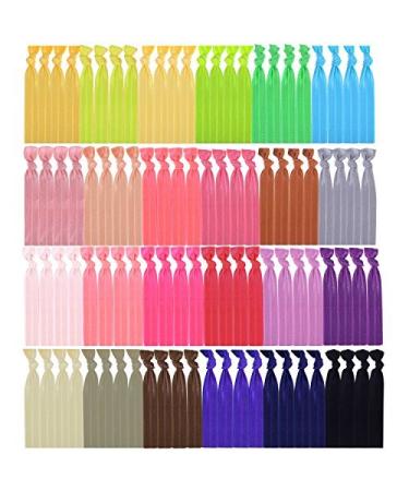 Mudder 100 Pieces Elastic Hair Ties No Crease Elastic Ribbon Ponytail Holders Hair Bands for Girls Women Teens and Kids Bows (Multicolor A)