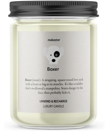 Boxer Candle - 220g Soy Wax with Madagascan Vanilla Jasmine & Sugared Almond - Perfect Boxer Gift for Dog Lovers - Makester - Buy Online on GoSupps.com