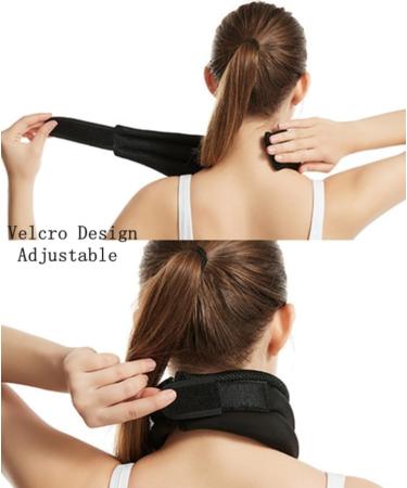 Xinchi Neck Support Collar for Pain Relief | Adjustable Breathable Neck Bandage with Velcro - Ergonomic Design for Men & Women - Black - Buy Online on GoSupps.com