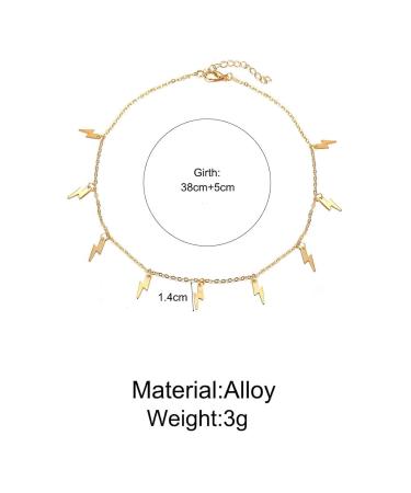 Boho Lightning Bolt Choker Necklace | Gold Dangle Thunder Jewelry for Women & Girls | Minimalist Collar Chain - Buy Online on GoSupps.com