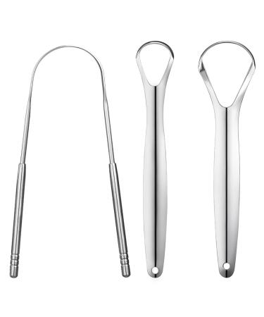 Tongue scraper stainless steel 3 pieces of tongue cleaner stainless steel tongue scraper set tongue cleaners safe and comfortable promote oral hygiene tongue cleaner set tongue cleaner