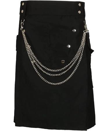 Men's Scottish Kilt Fold Skirt - Retro Rock Checkered Mini Skirt | Comfortable Vintage Outdoor Wear in Black 3XL - Buy Online on GoSupps.com