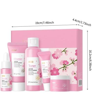 Sakura 5 in 1 Skin Care Set with Cleanser Toner Face Serum Face Cream and Eye Cream Skin Care Products for Teen Girls Skin Care Set - Buy Online on GoSupps.com