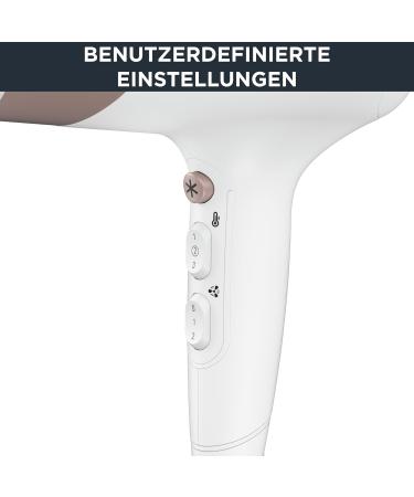Rowenta CV5830 Studio Dry Hair Dryer - 2100W 3 Temp/2 Speed Levels Ions Cold Air Button Diffuser | White/Rose Gold - International Shipping Available - Buy Online on GoSupps.com